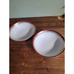 Vintage Haas & Czjzek 2 gold trimmed serving bowls